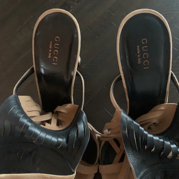 Gucci | Authentic Tan Fringe Ankle Strap Heels Size 38.5 - Picture 2 of 9